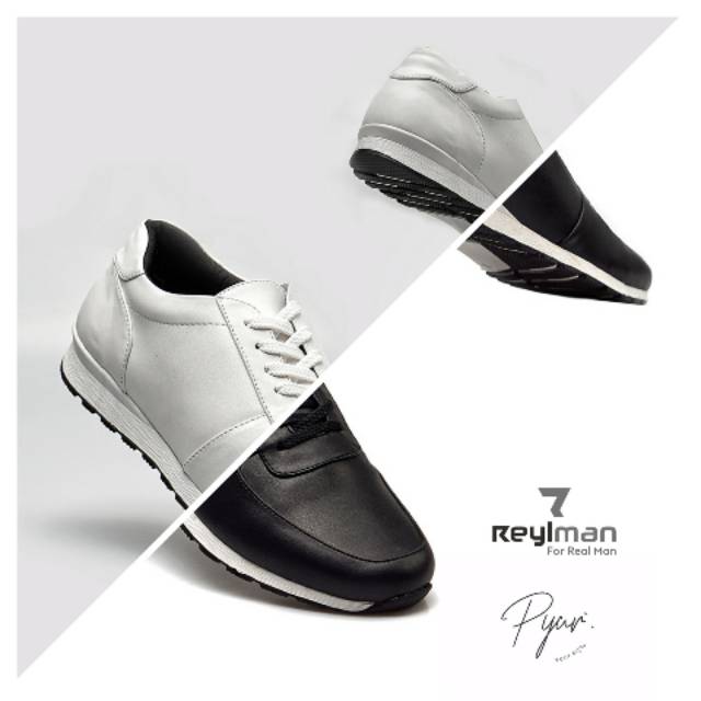 Sepatu sneakers kasual formal pria - PYUR X REYLMAN Allegro Black White Series