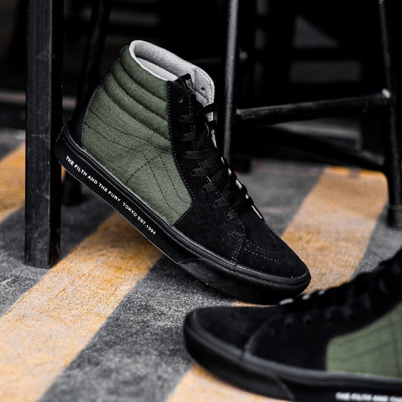 VANS SK8-HI COMFYCUSH x NEIGHBORHOOD BLACK/WASABI ORIGINAL 100%