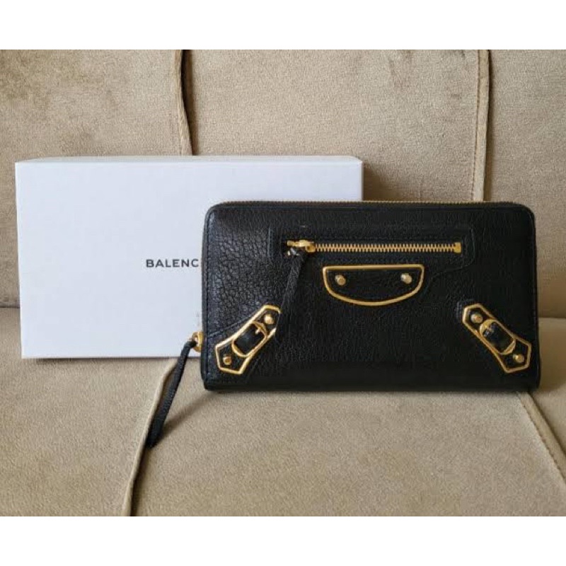 Balenciaga Metallic Edge Wallet Black - Michelle