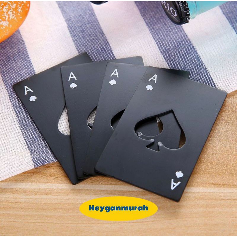 Heygan - Pembuka Botol Stainless Kartu Poker AS / Ace Card Bottle Opener / Kartu Pembuka Tutup Botol Bir