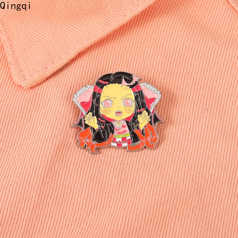 Bros Pin Enamel Desain Kartun Anime Demon Slayer Nezuko Kawaii Untuk Hadiah