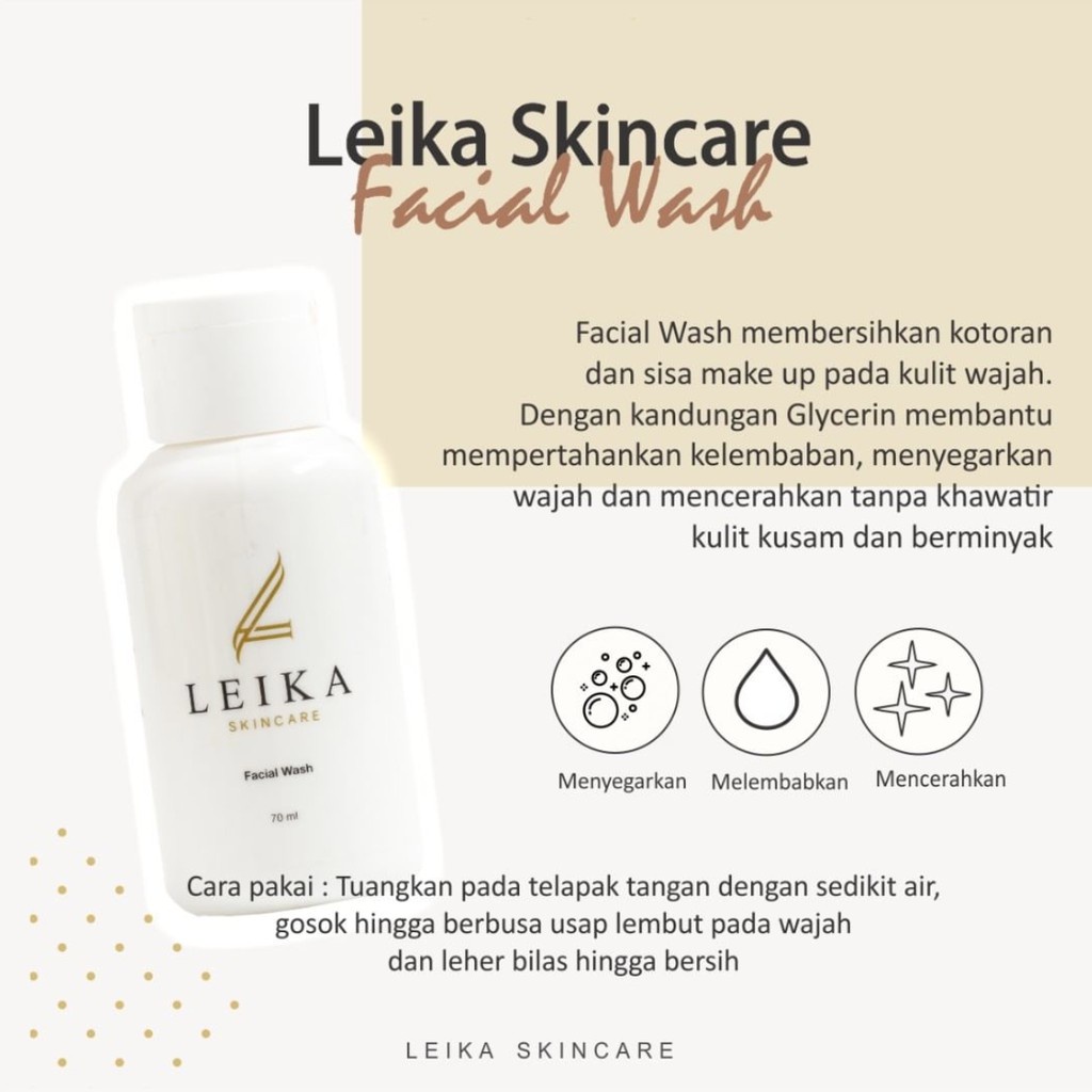 Sabun untuk Wajah Berminyak dan Berjerawat Ampuh Bisa untuk Membersihkan Kotoran di Wajah Asli 100% Halal BPOM Sabun Pembersih Wajah Facial Wash Leika Skincare 70ml Original