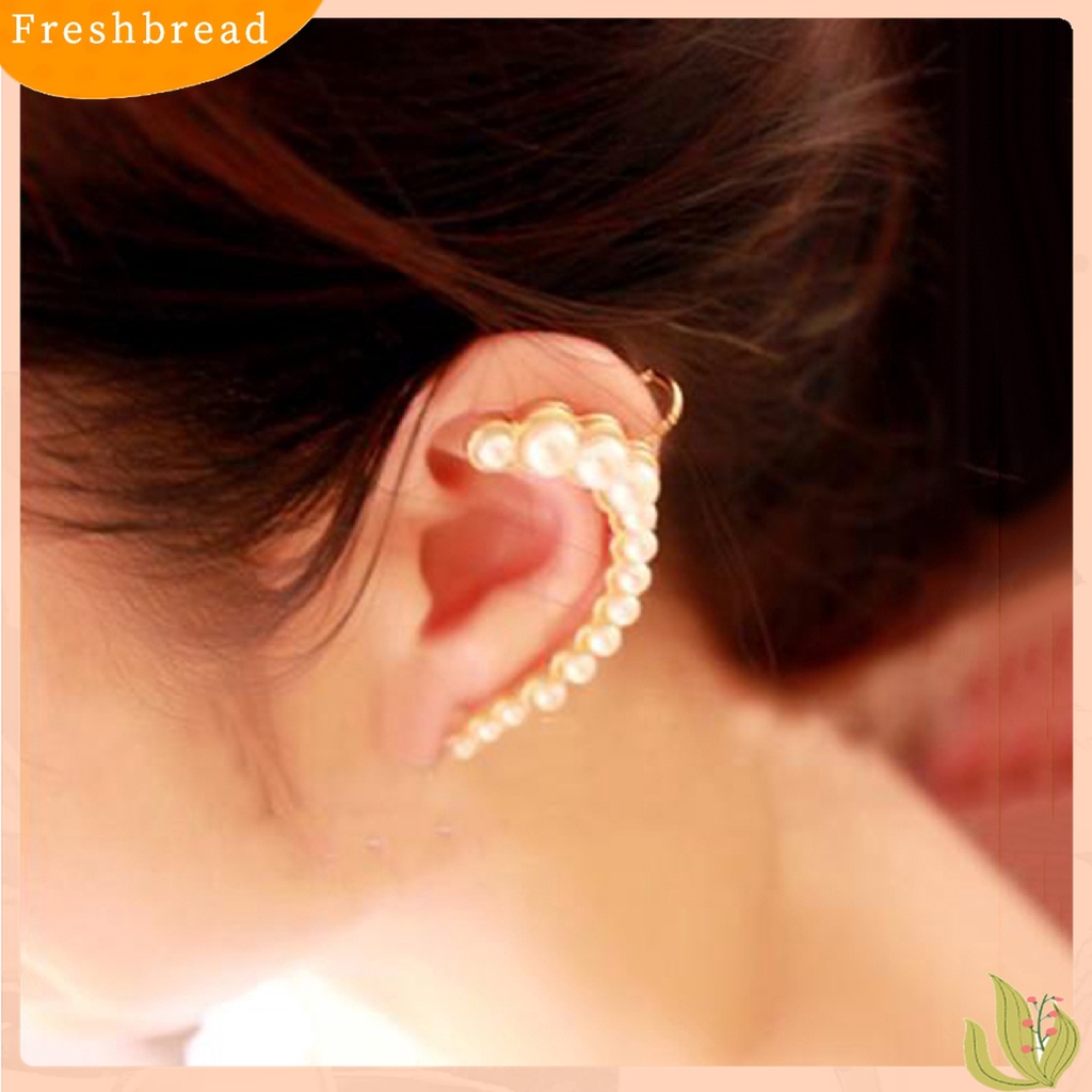 【Fresh】New Punk Rock Retro Pearl Earring Ear Cuff Warp Clip Ear Stud - Left Side