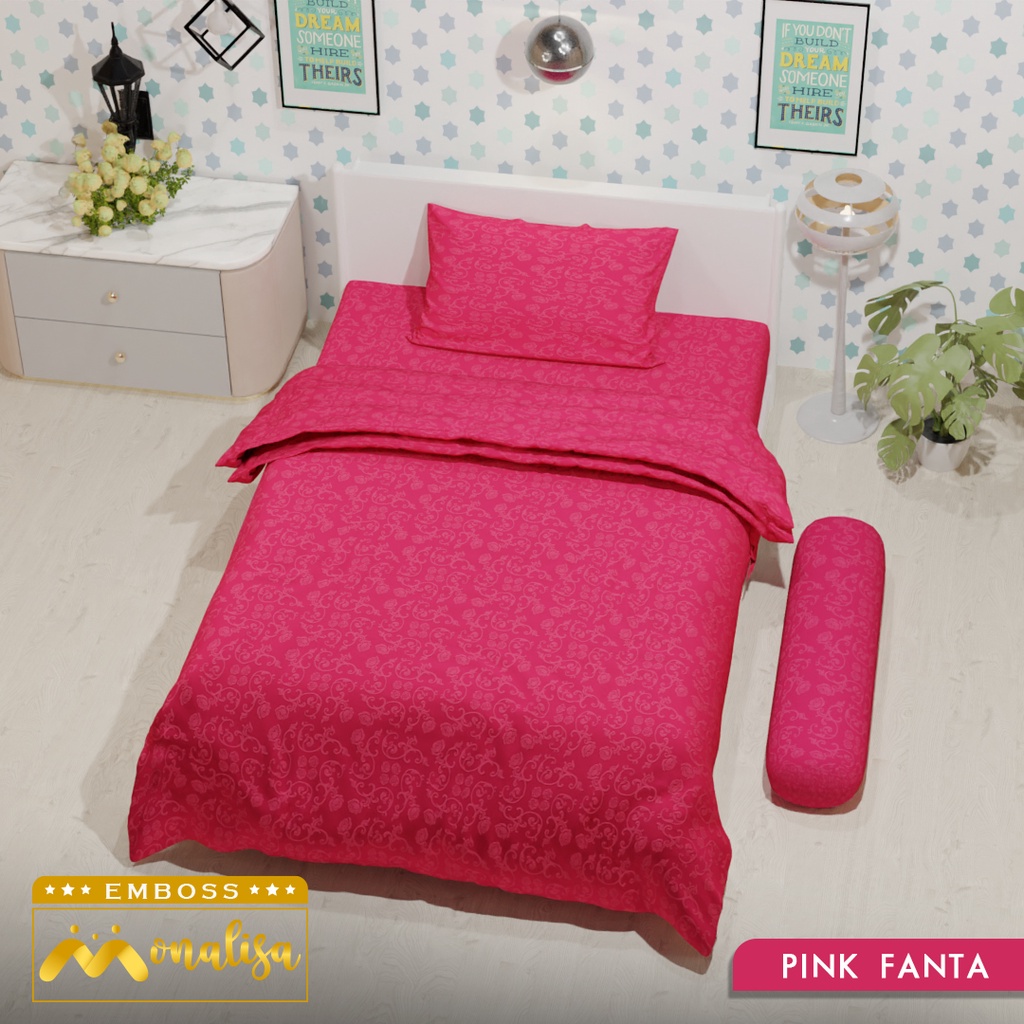 Monalisa Emboss BedCover SET Sprei Uk 100/120 - Pink Fanta