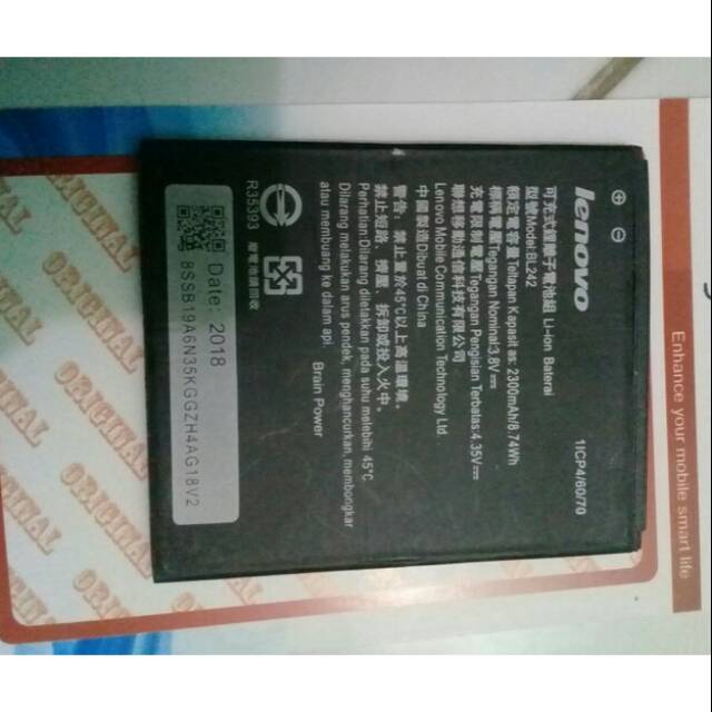 BATERAI BATRE FOR LENOVO A6600 PLUS BL242 ORIGINAL BATTERAY