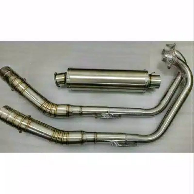 KNALPOT RACING BULAT CINCIN POLOS TANPA MREK MODEL DBS FOR VIXION,SONIC,FU,GL,MP.