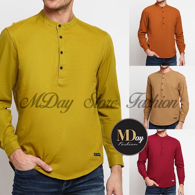 Concept baju kemeja koko kemko pria lengan panjang soft katun terbaru