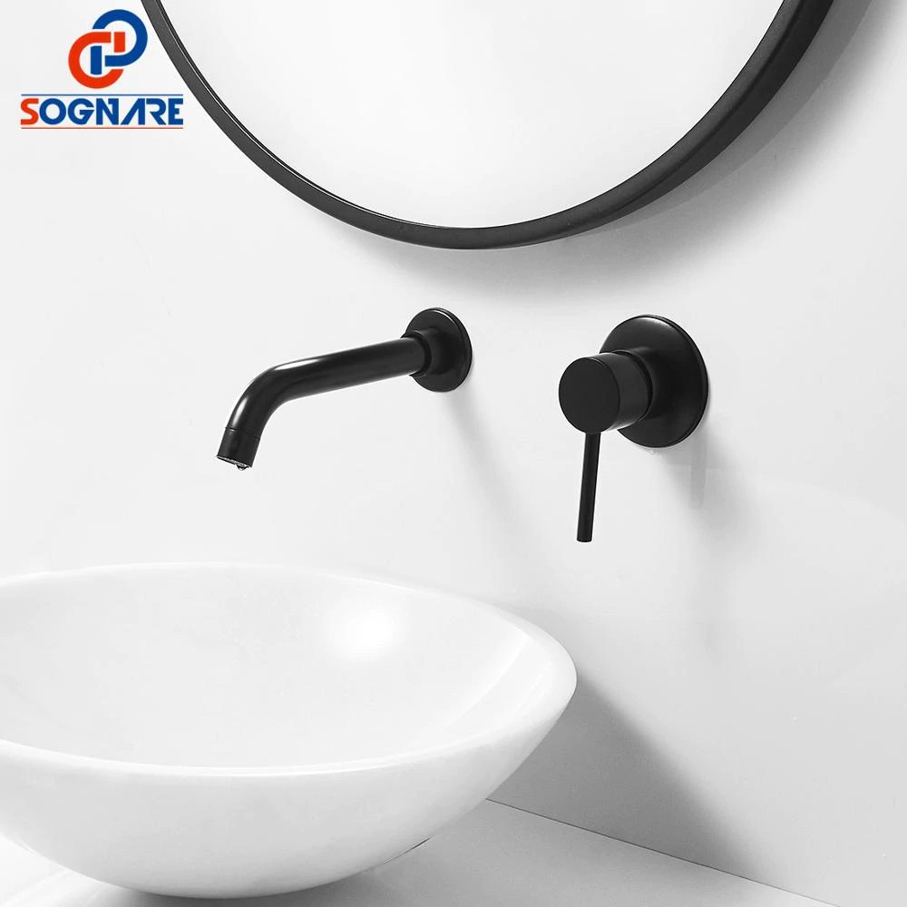 Keran Kamar Mandi Water Heater Sognare Black Brass Bathroom Sink Faucet Water Taps Wall Mounted Shopee Indonesia