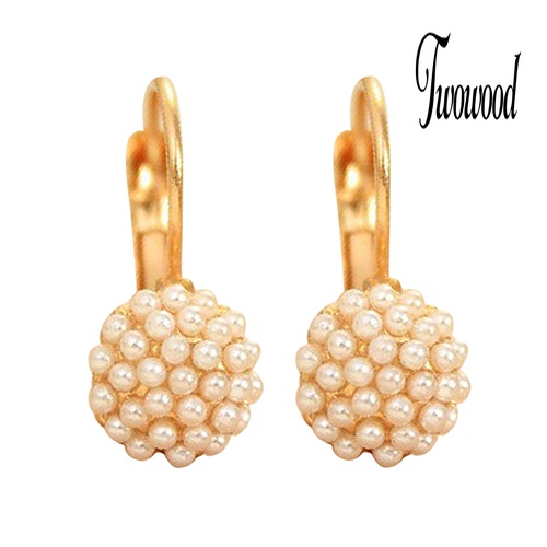 Anting Mutiara Imitasi Bahan Alloy Warna Emas Untuk Wanita