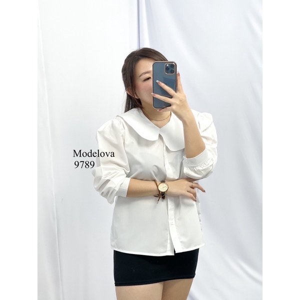 MDLV ~ 9789 KHLOE ASYM COLLAR // ATASAN LENGAN PANJANG CEWEK // FASHION IMPORT WANITA