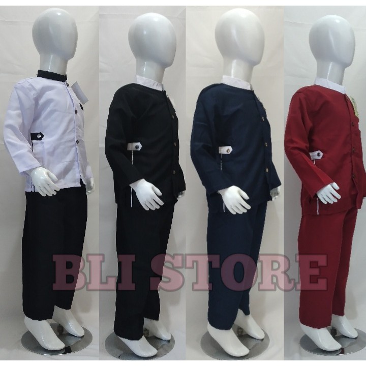Setelan Jasko Anak HITAM PUTIH Pakaian Muslim Anak Laki Model Jasko/COD FREE ONGKIR