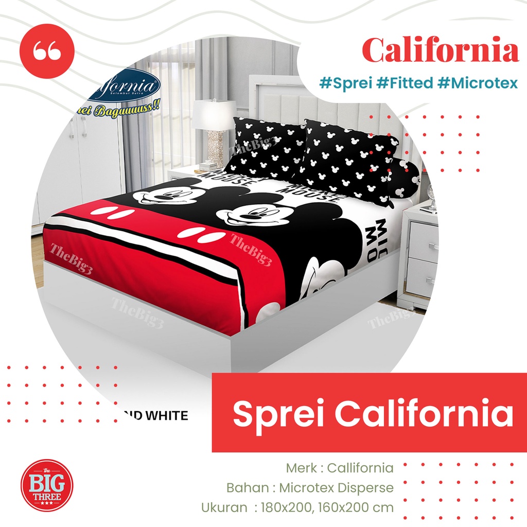 CALIFORNIA Sprei 180x200 / 160x200 motif Black and White Mickey classic Omera Bugs Bunny Kristoff Madras Rein Royale Mosaic Cosmo Kaz Tweety Malta Levin -180 King Queen SP