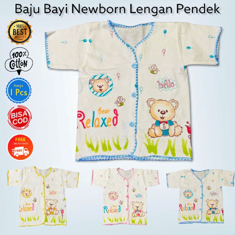 Baju Bayi Baru Lahir Lengan Pendek TITIKU 100% Katun Halus Atasan Bayi Baru Lahir Lengan Pendek Katun Ukuran New Born Perlengkapan Bayi Baru Lahir