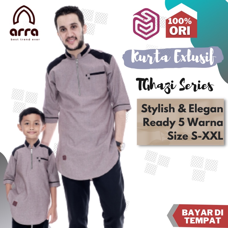 Baju Koko Couple Ayah Dan Anak Koko Kurta Pakistan Pria Lengan Pendek Original Arra Ghazi Baju Musli