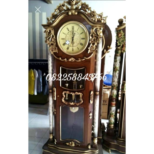 Jam Lemari Hias Ukir Kayu Jati Jam Ukir Motif Anggur Buatan Jepara READY STOK