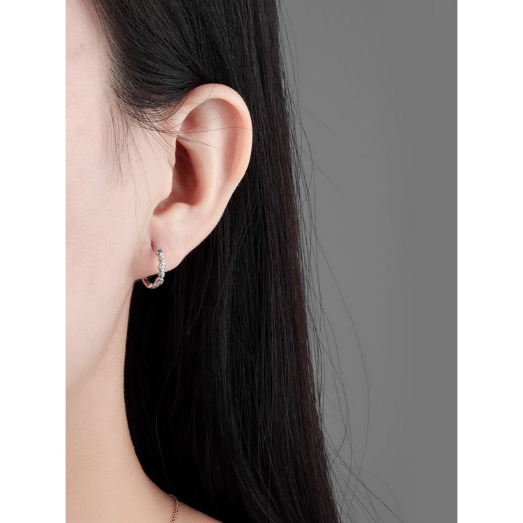 Anting Bulat Hias Zircon Gaya Korea Untuk Wanita