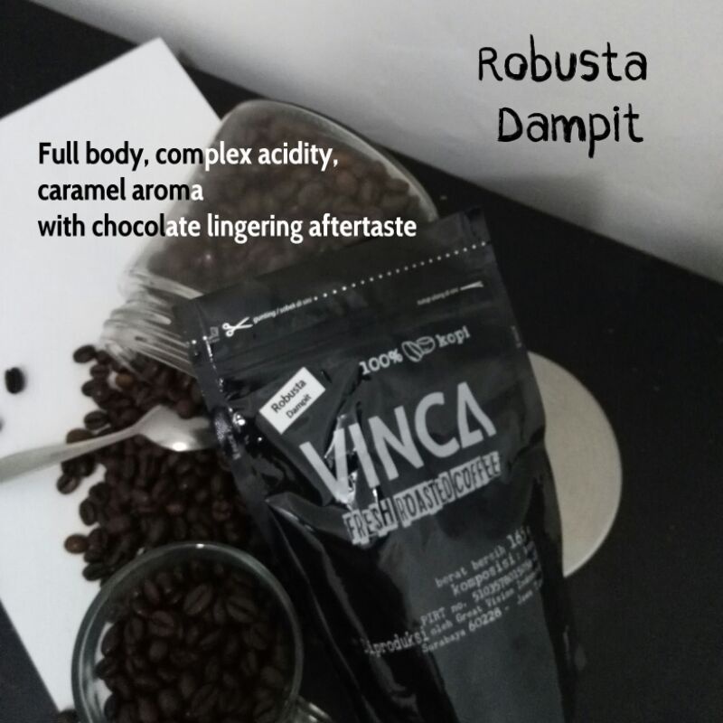 

Vinca kopi Robusta Dampit 820 gram (level roasting sesuai pesanan)