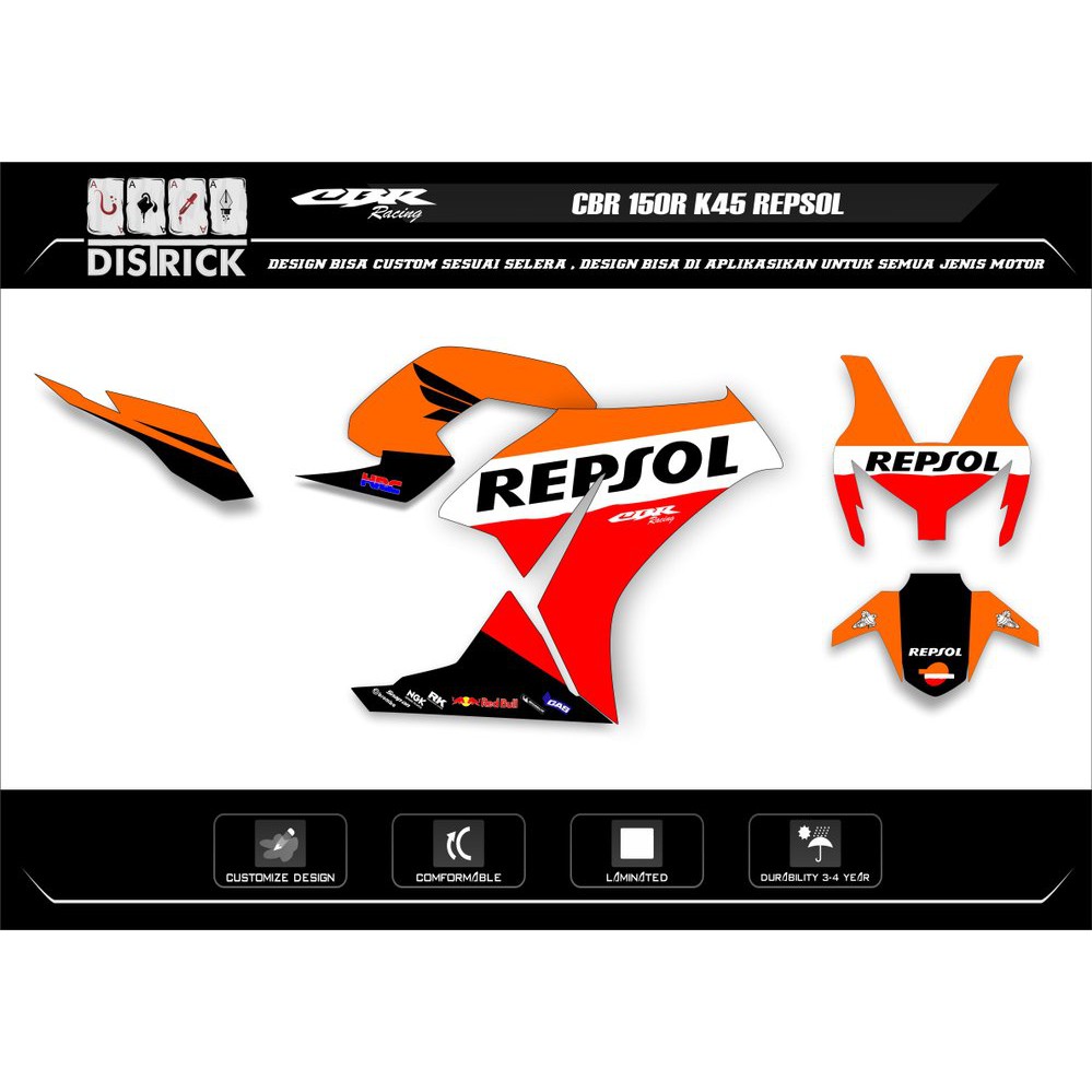 Unik Decal Cbr 150r k45 repsol Terlaris