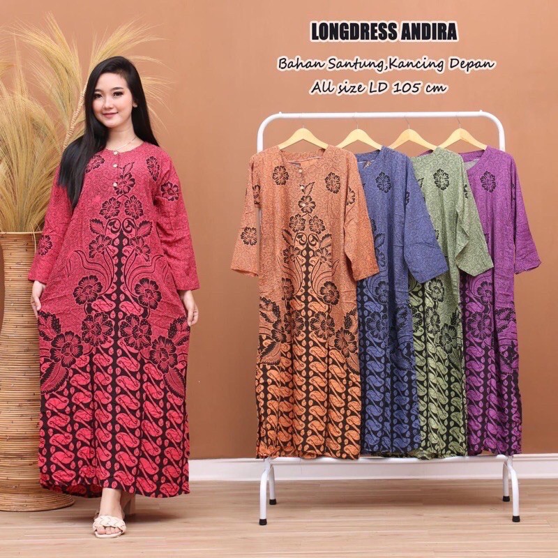 LONGDRESS BASENAN KANCING DEPAN LENGAN PANJANG BUSUI