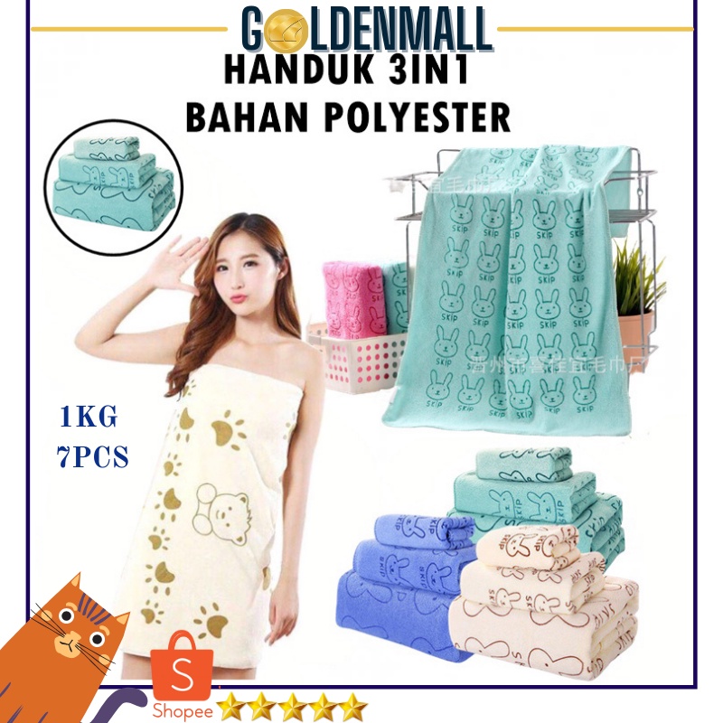 GM436 COD Wearable Bath Towel 3 In 1 Set / Handuk Mandi Multi Karakter Produk Import