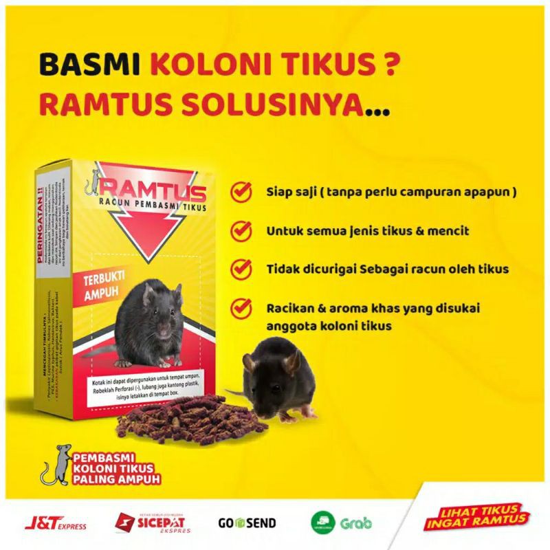 Racun Anti Tikus RAMTUS Mati Kering Jebakan Perangkap Basmi Tikus Paling Ampuh dan Mematikan 50gr