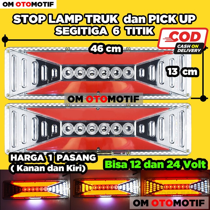 Lampu Variasi Stop Lamp LED Stoplamp Rem Belakang Truk Sein Running Truck Segitiga 6 Titik  LST172 4