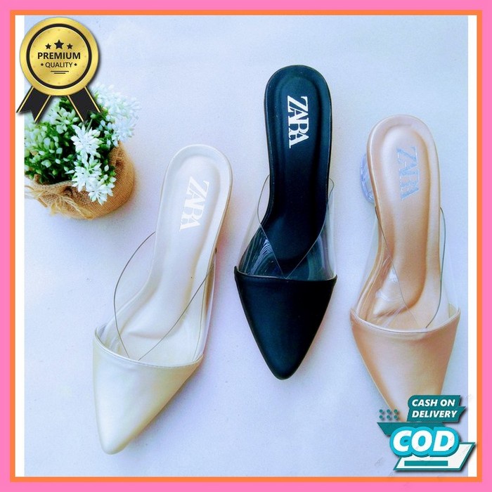 Hils Wanita Mika Kaca Hils Heels Cantik Murah Casual Import Ak 3 Mo803 Sendal Heels Wanita Hak Kaca 