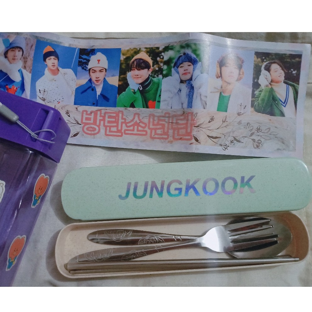 sendok portable set nama member BTS / alat makan sendok garpu