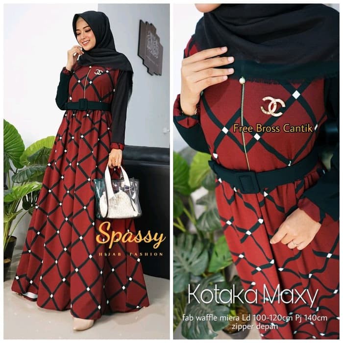 KOTAKA BAJU TERUSAN DRESS MAXY GAMIS JUMBO WAFLE MILANO LD 100-120 XL-XXXL ORI SPASSY