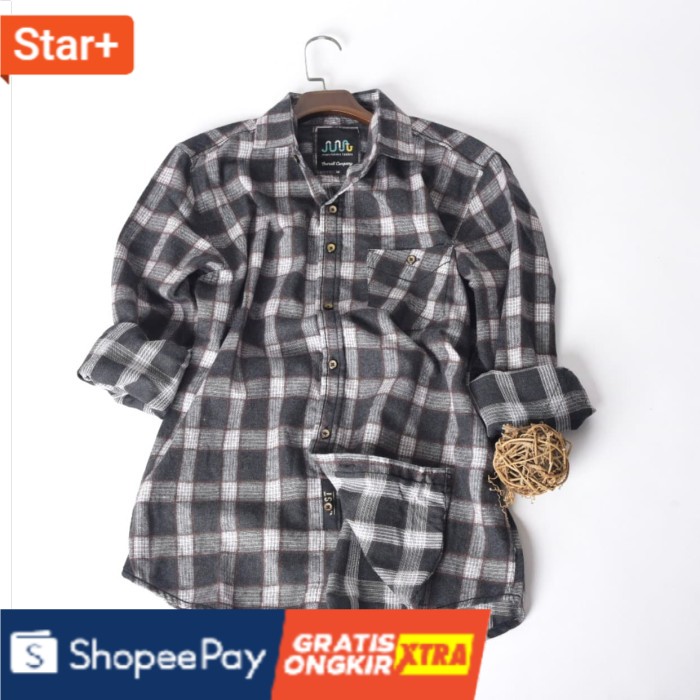 M FLANEL COKLAT PRIA LEVIS  DISKON Terbaru