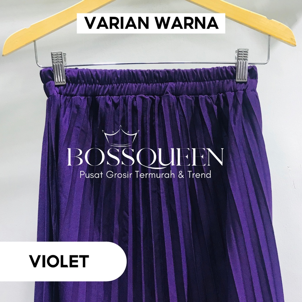 ROK PLISKET BAWAHAN PANJANG JUMBO/ROK. KERJA WANITA MUSIMAH TERMURAH TERLARIS-Ungu violet