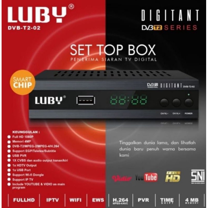 SET TOP BOX (STB) LUBY DVBT2/C-01 Receiver TV Digital
