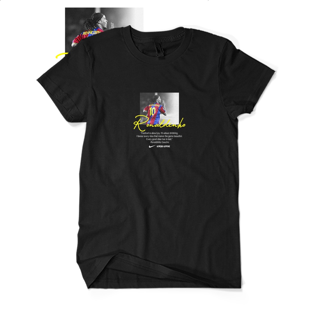 KAOS KAGE | Kaos RONALDINHO GUACHO 100 % Cotton Combed 30s Cewek Cowok Unisex Tees Terbaru Keren / S