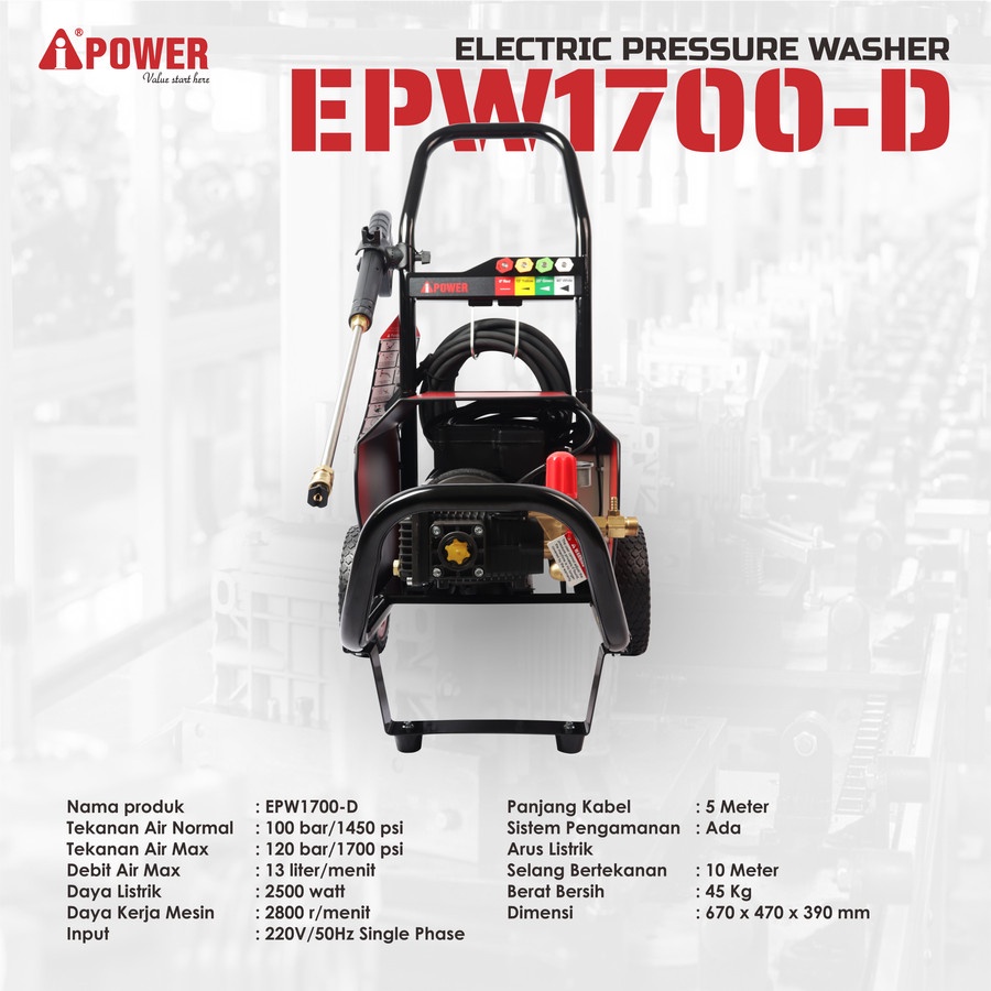 Jet Cleaner ELECTRIC IPOWER EPW1700-D PROQUIP MACH2800 / High Pressure Washer EPW 1700 - Jet Cleaner LISTRIK AIPOWER EPW 1700