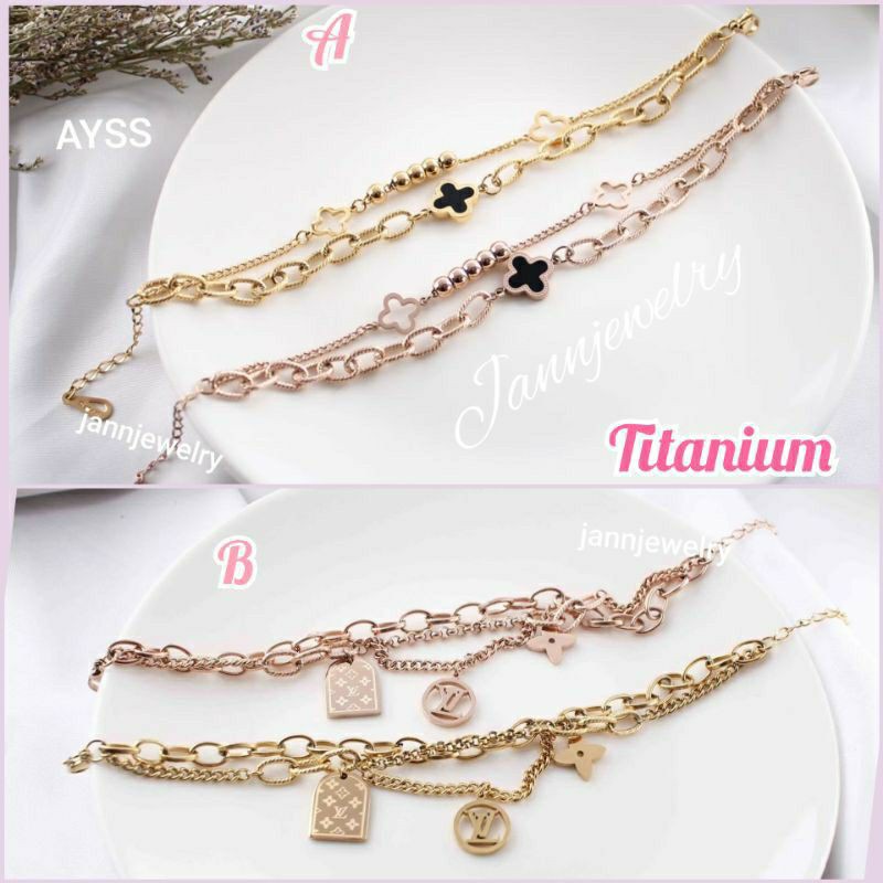 Gelang titanium asli double layer etnik anti karat