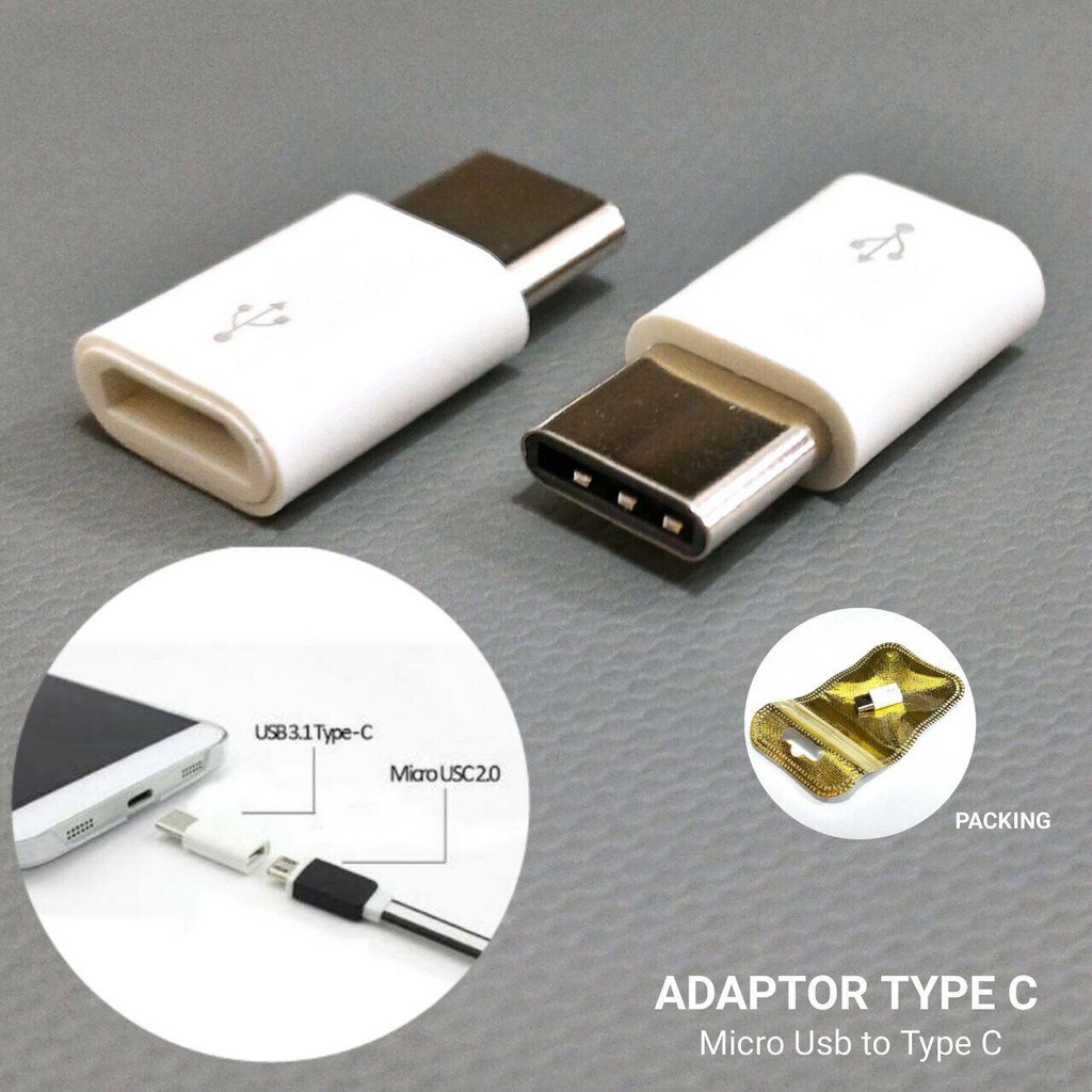 Konektor OTG Sambungan Micro USB To Type C / Tipe C 100% ORIGINAL Converter Micro USB To Type C Original Konektor Mikro USB Ke Tipe C HP37