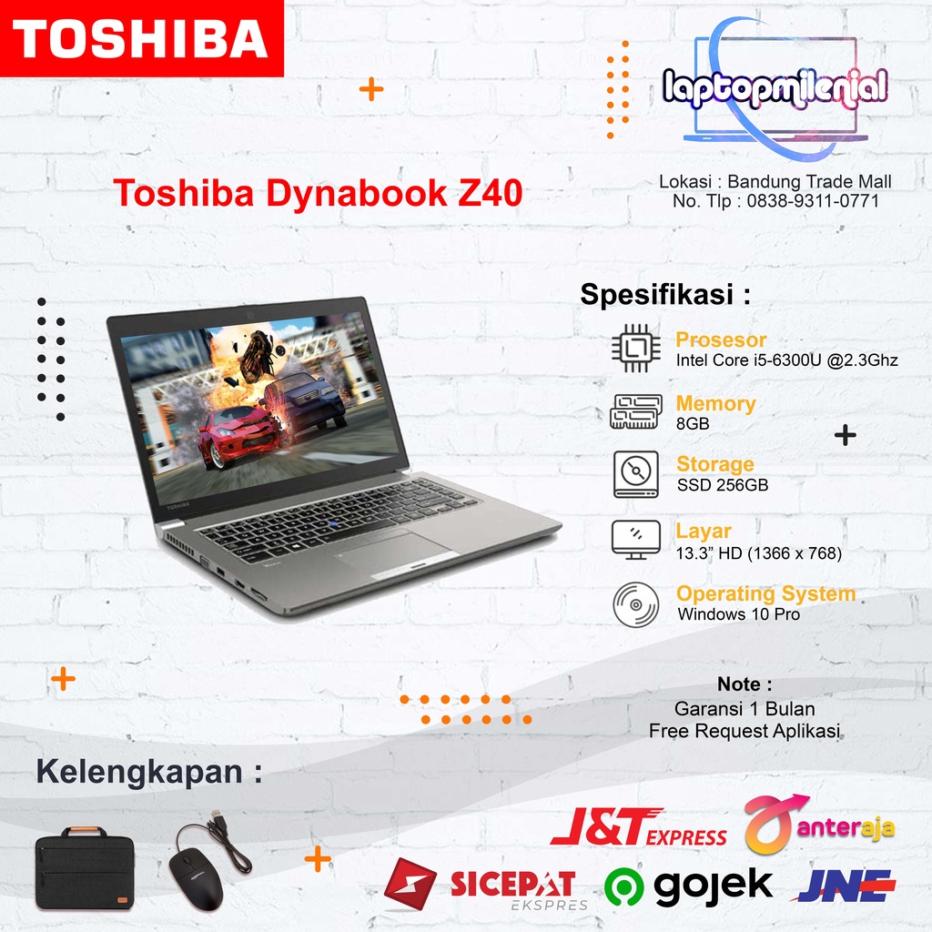 Toshiba Dynabook Z40 Intel Core i5-6200U RAM 8GB SSD 256GB FAST Windows 10 Pro Bergaransi