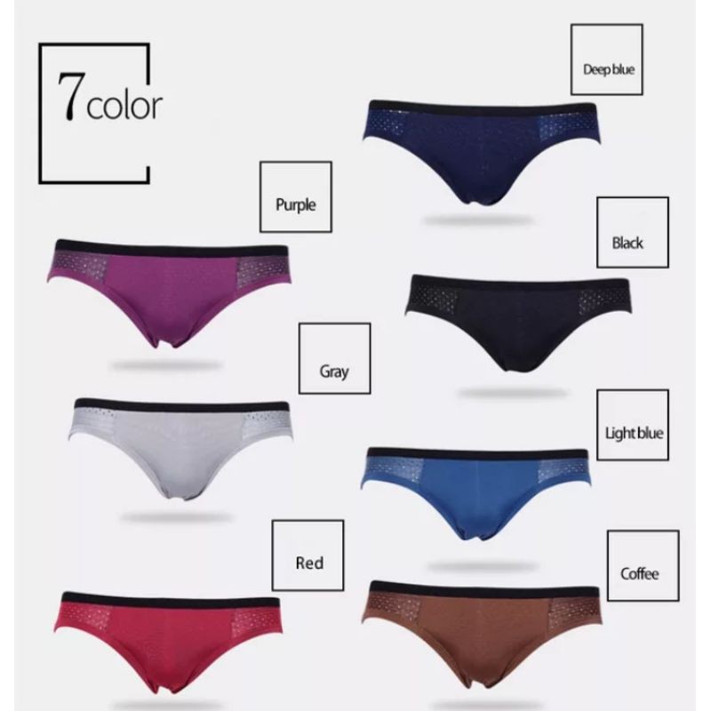 Celana Dalam Pria Sutra Men Underweal Silk Mesh Jaring Brief Sexy