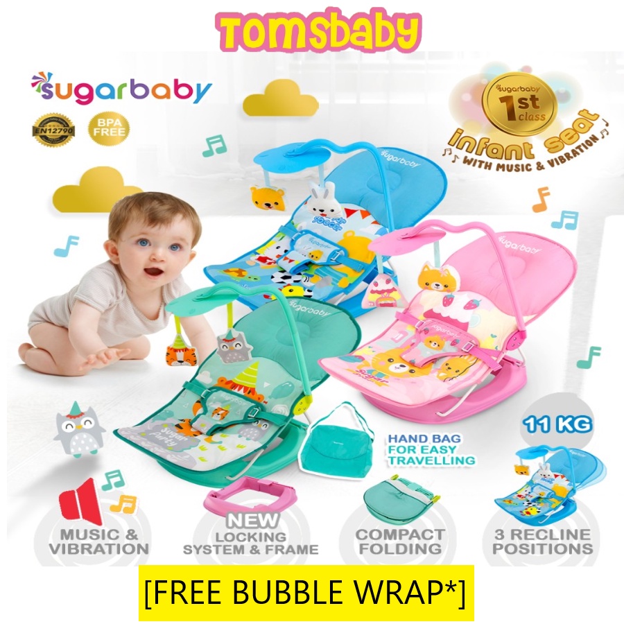 [FREE BUBBLE WRAP*] SUGAR BABY (1pcs) New Infant Seat / Kursi musik / Kursi Lipat Sugarbaby