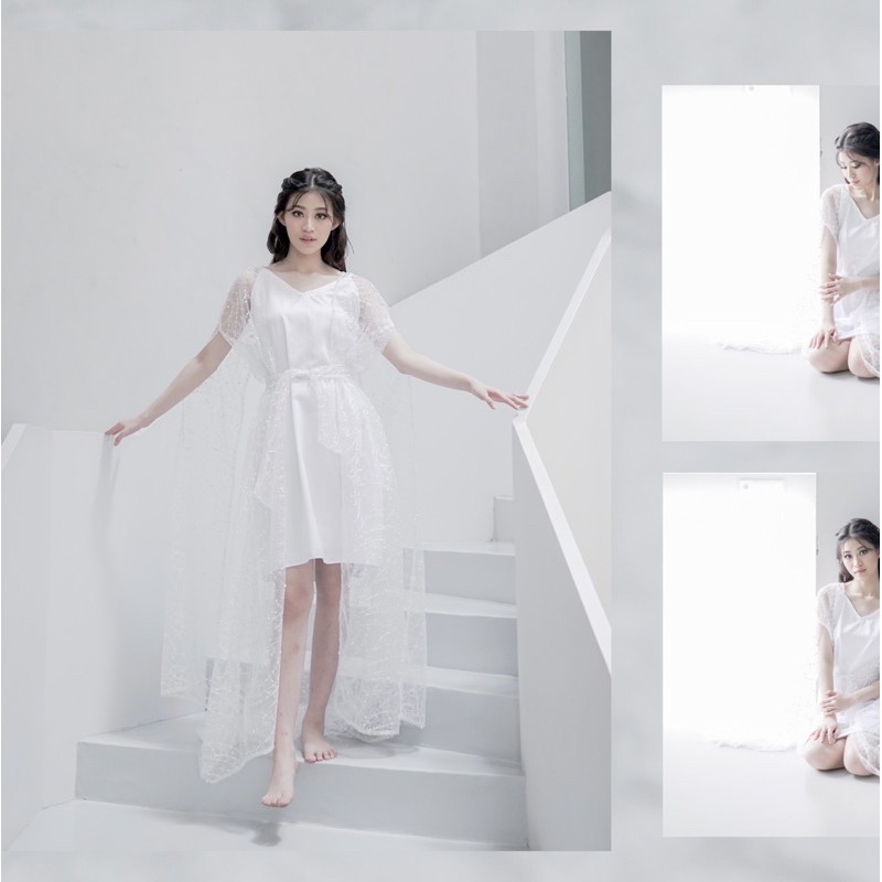 𝙏𝙪𝙩𝙪𝙡𝙡𝙚 Long Cape Kimono Pengantin Robe Pengantin