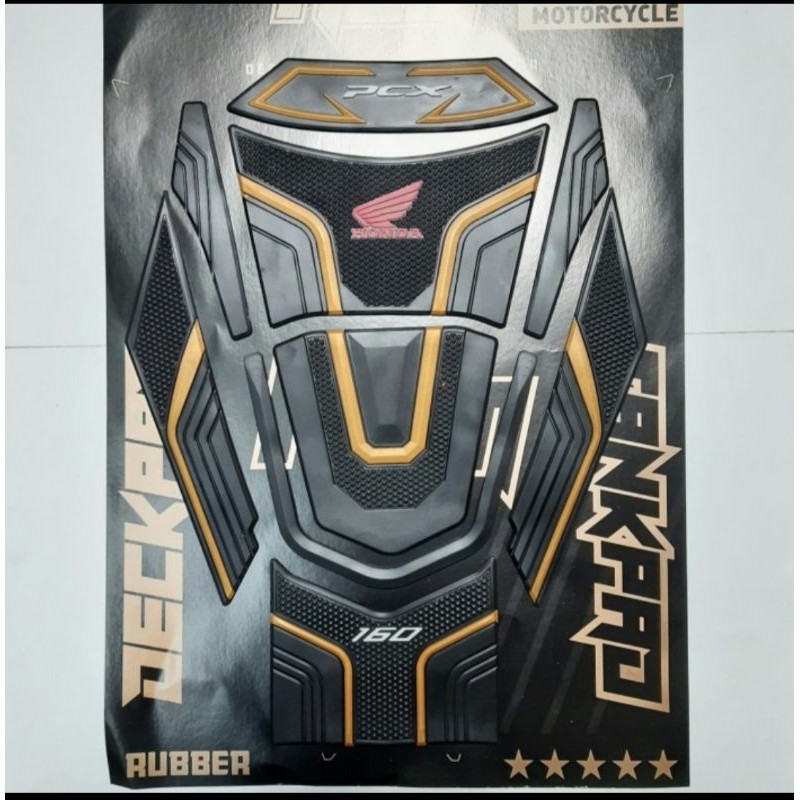 Tankpad PCX 160 Karet Timbul 3D Merah Biru Gold Silver Putih