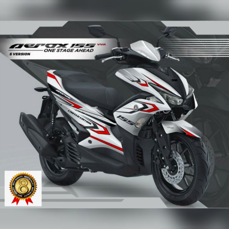 Decal Sticker Aerox variasi limited edition lis merah hitam