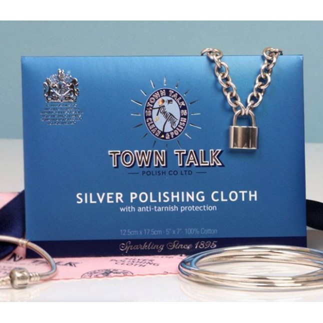 Original Town Talk Polish -Anti Tarnish SILVER Polishing Cloth lap poles silver