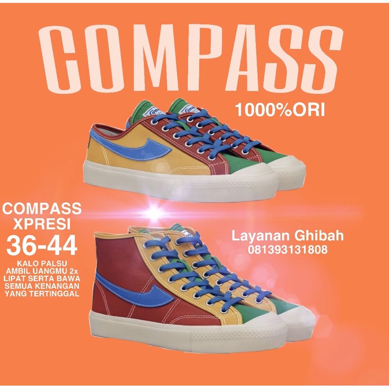 Sepatu Compass Xpresi high dan low 1000%ORI