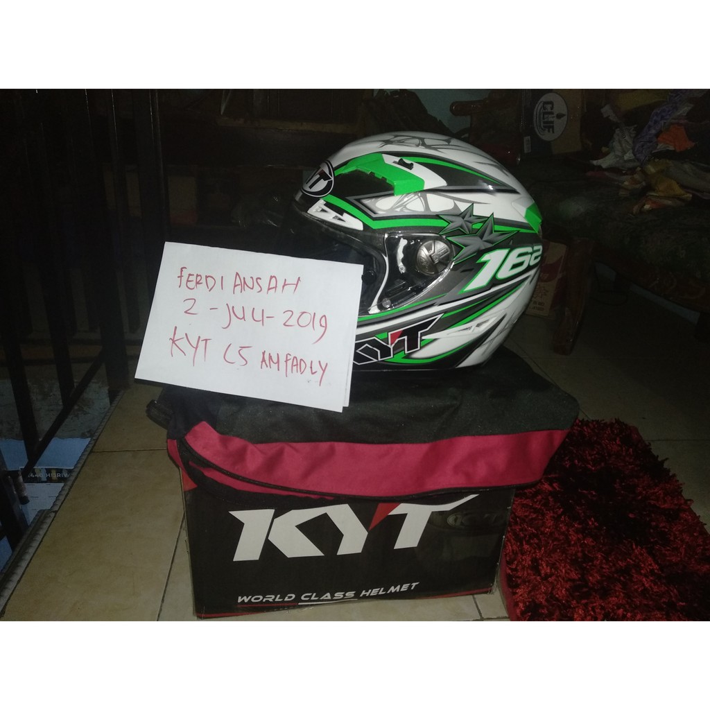 KYT C5 Fadli Replica Helm Full Face - Hijau Putih(Bekas)