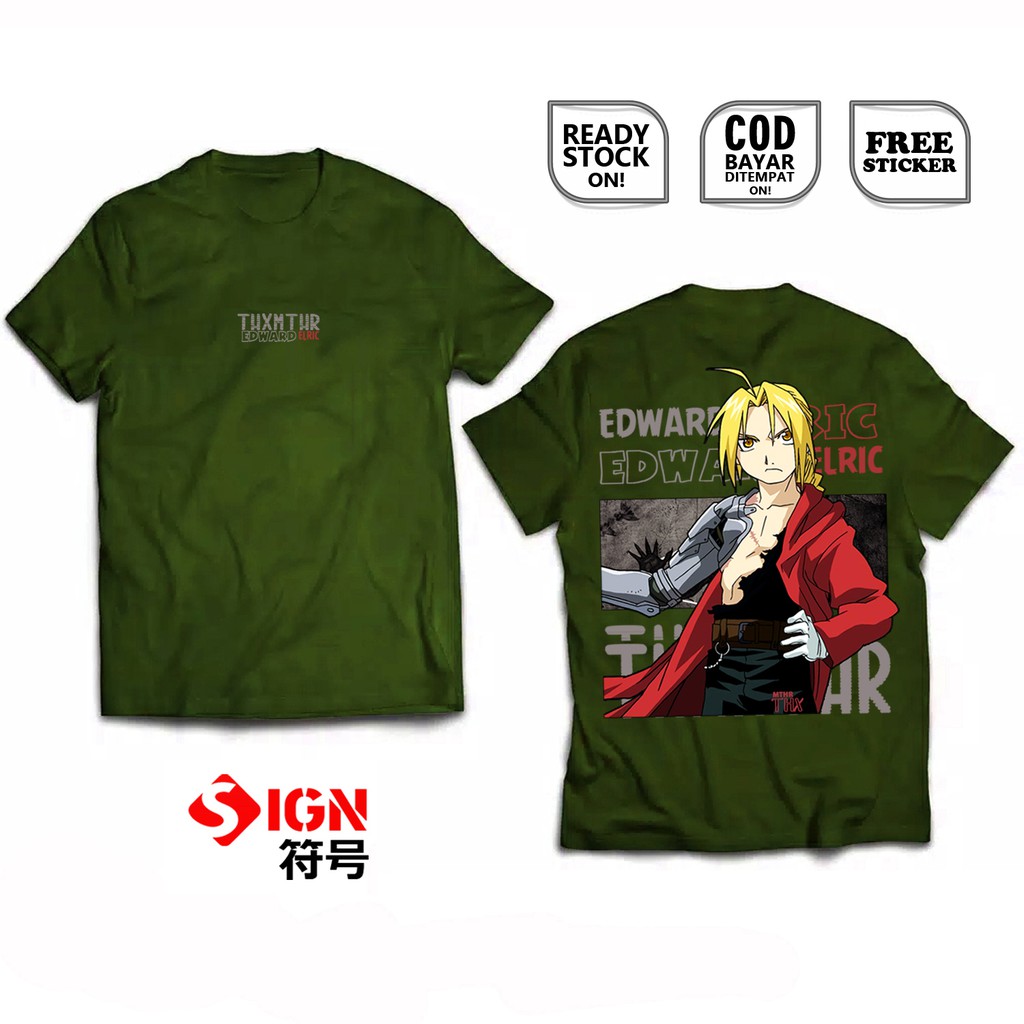 KAOS EDWARD ELRIC FULLMETAL ALCHEMIST ANIME MANGA BAJU JEPANG ALPHONSE ROY MUSTANG WINRY HOHENHEIM S