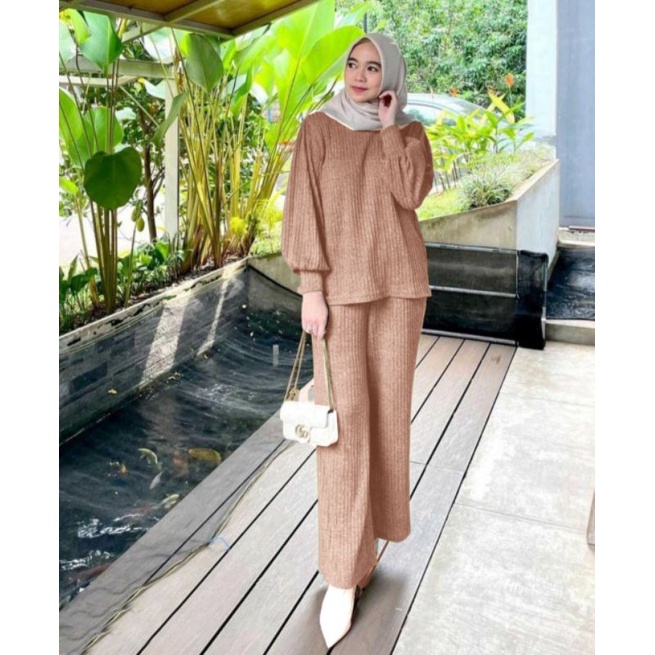 SET CELANA KULOT HARAGA, KNIT PREMIUM, GAMIS HIJAB MUSLIM, SETELAN