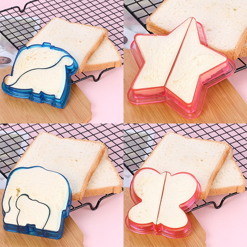 Cetakan Pemotong Roti Panggang Sandwich Cookie Bentuk Kreatif Bahan Plastik