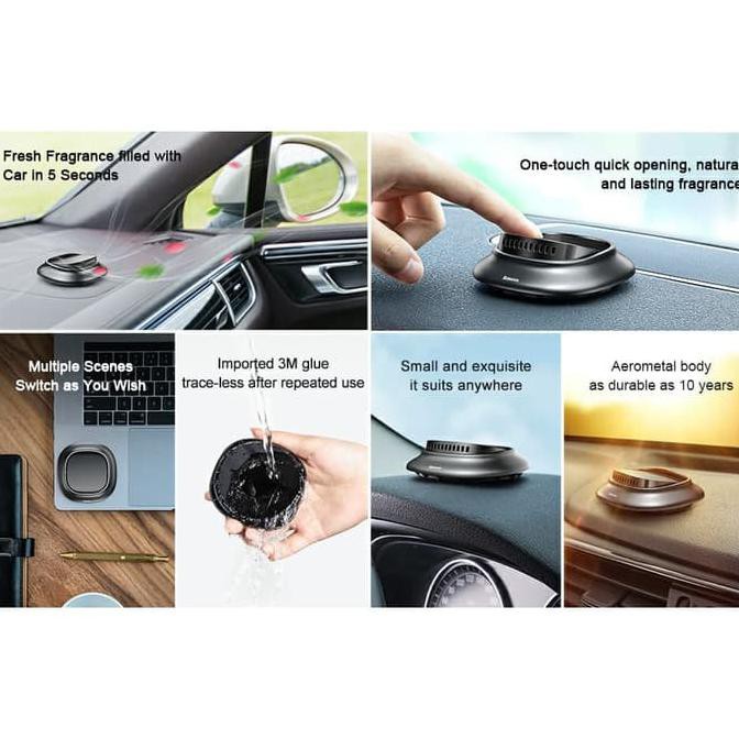 BASEUS MINI VOLCANO FRAGRANCE HOLDER / ALAT + PARFUM PENGHARUM MOBIL - SILVER PROMO