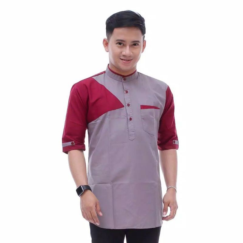 Baju Koko Kurta Dewasa Lengan Pendek Material Catton  Adem Serap Keringat